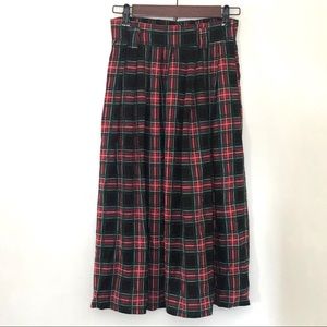 Vintage Plaid Midi Skirt Small